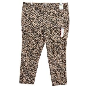 Terra & Sky Womens Straight Stretch Brown Black Leopard Denim Jeans Plus 22W NWT